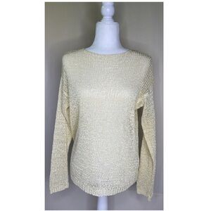 DKNY Essentials Light Yellow Textured Lightweight Sweater Sz Sm/Med